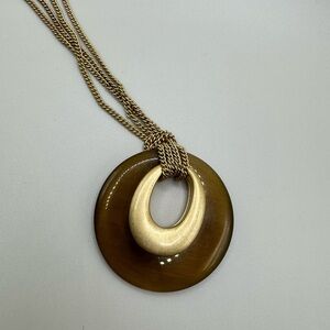 Lia Sophia Glass Cat's Eye Round Pendent
Gold Chain Necklace